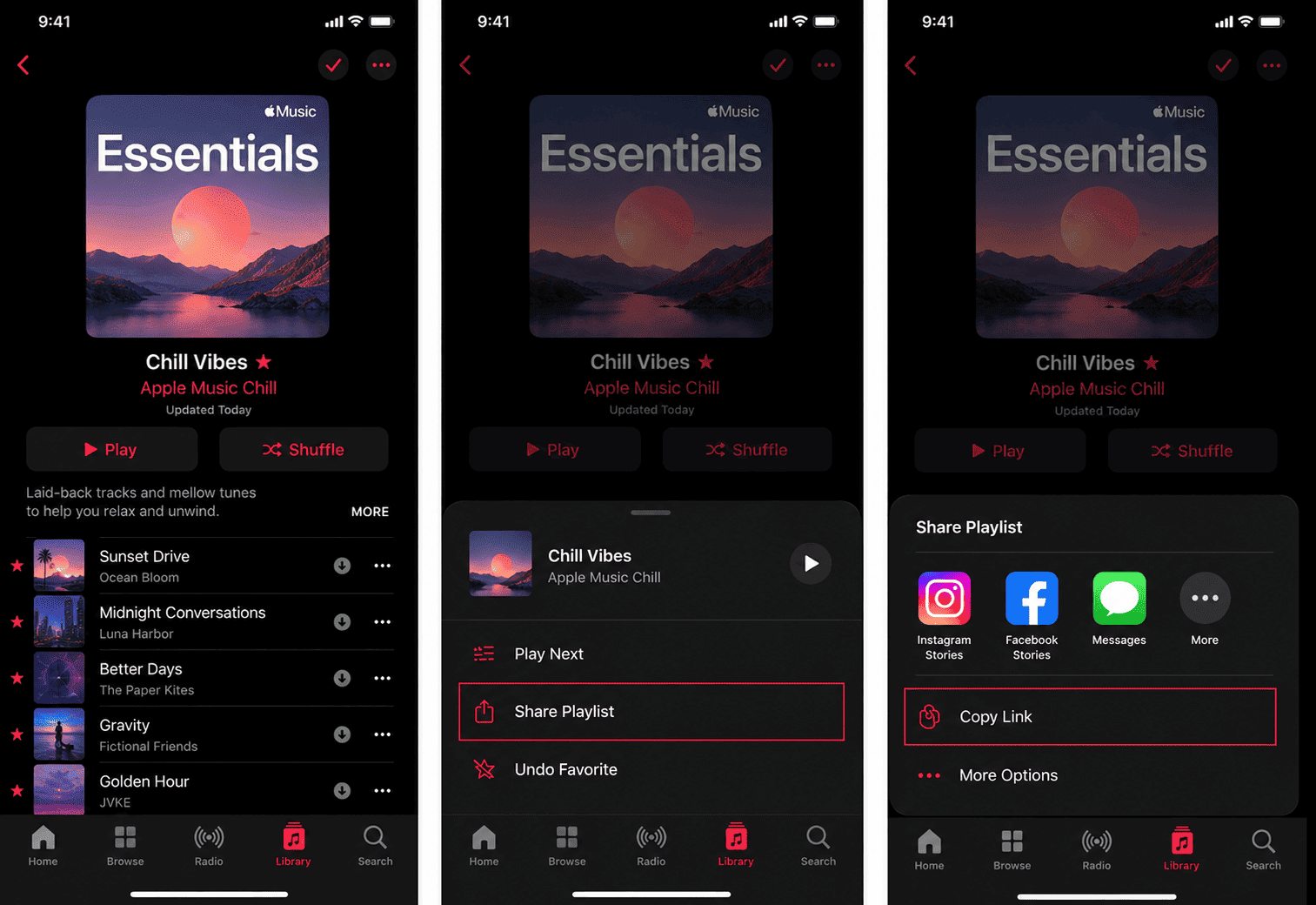 نسخ رابط Apple Music على iPhone